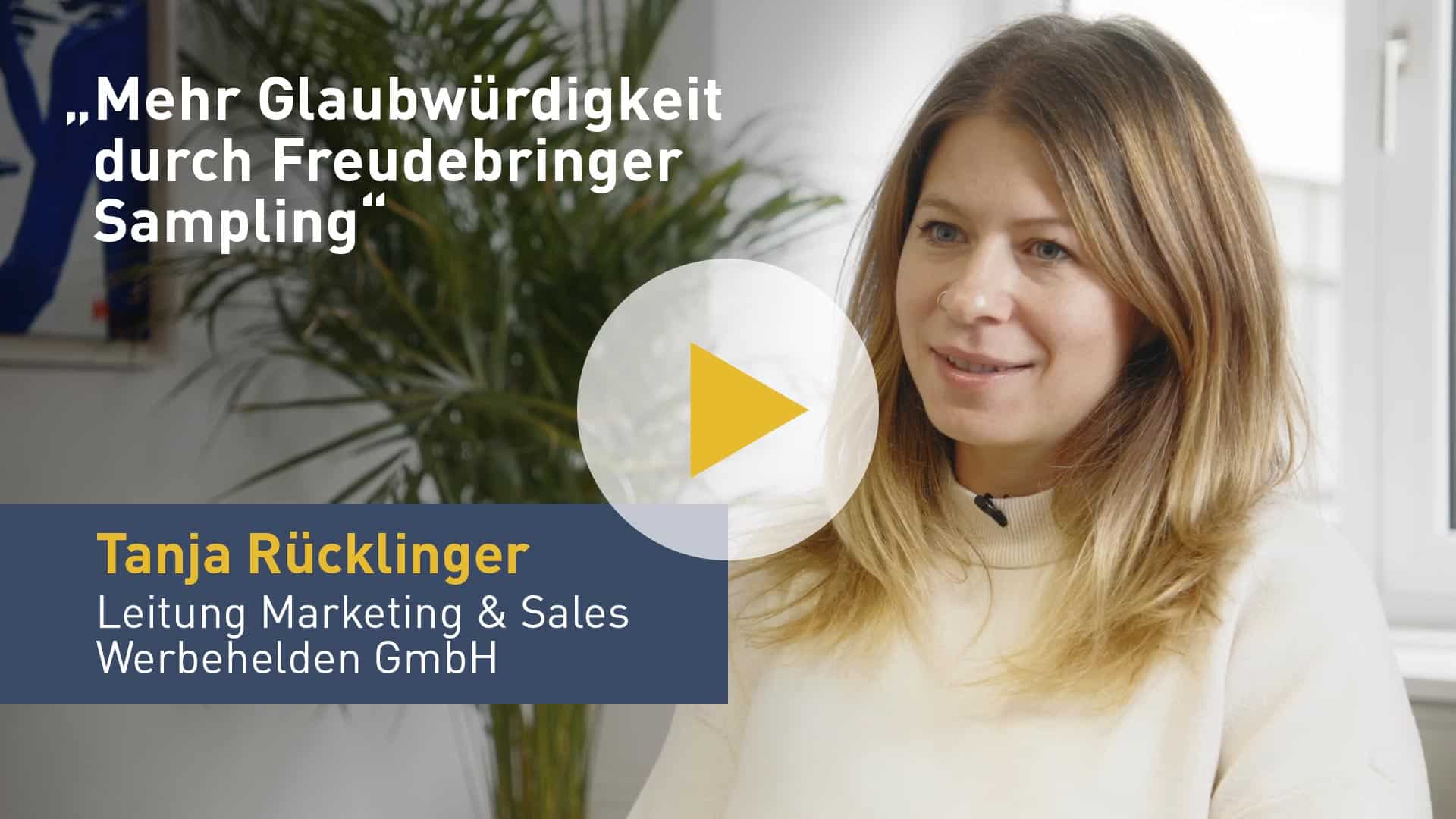 Videovorschau: Tanja Rücklinger, Leitung Marketing & Sales Werbehelden GmbH, über die Zusammenarbeit mit Freudebringer